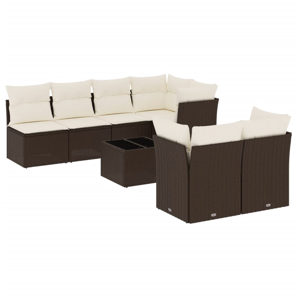 Set canapele de grădină cu perne, 8 piese, maro, poliratan GartenMobel Dekor