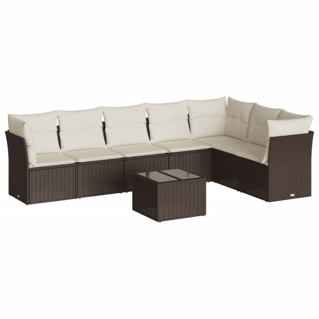Set canapele de grădină cu perne, 8 piese, maro, poliratan GartenMobel Dekor