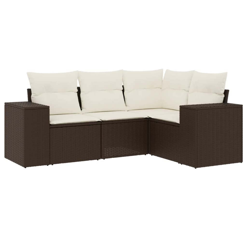 Set canapele de grădină, 4 piese, cu perne, maro poliratan maro GartenMobel Dekor