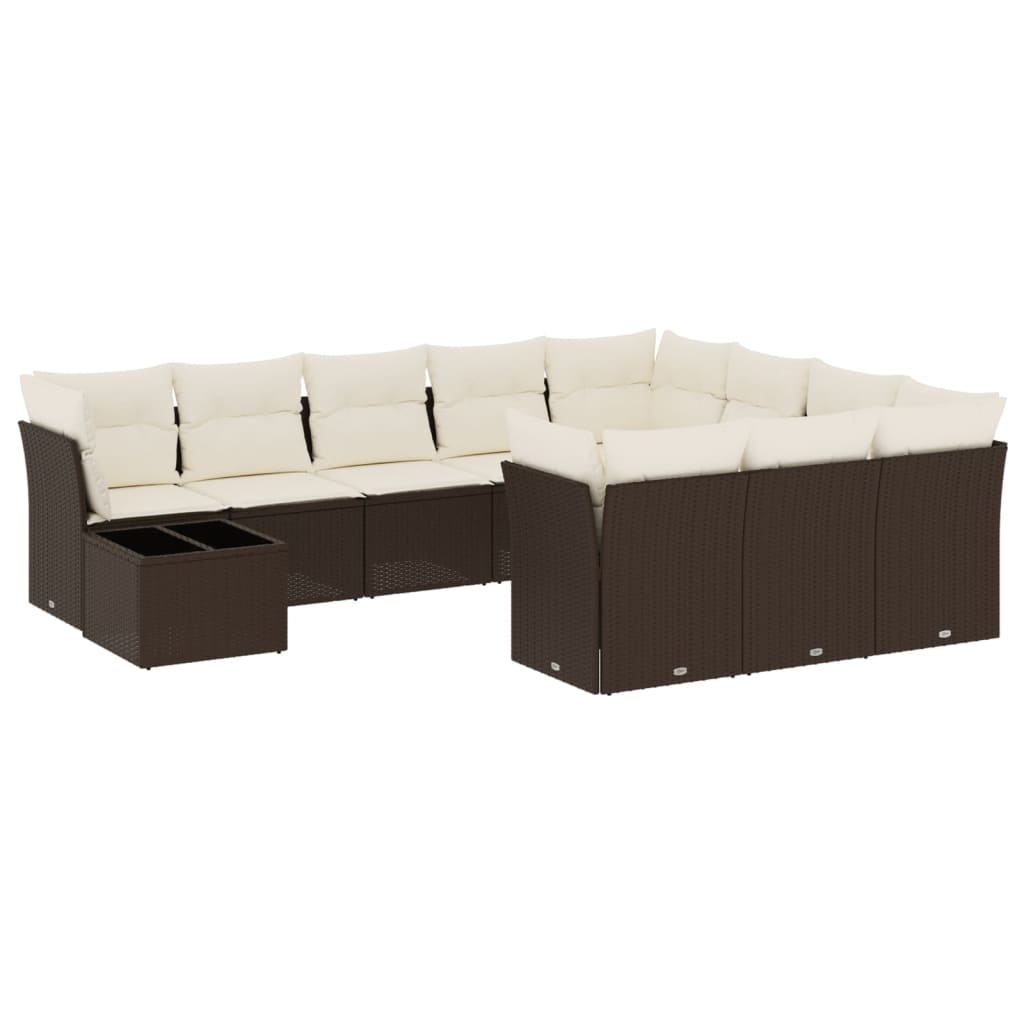 Set canapele de grădină cu perne, 11 piese, maro, poliratan GartenMobel Dekor