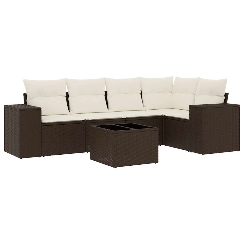 Set canapele de grădină cu perne, 6 piese, maro, poliratan GartenMobel Dekor