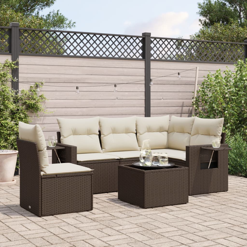 Set canapele de grădină cu perne, 6 piese, maro, poliratan GartenMobel Dekor