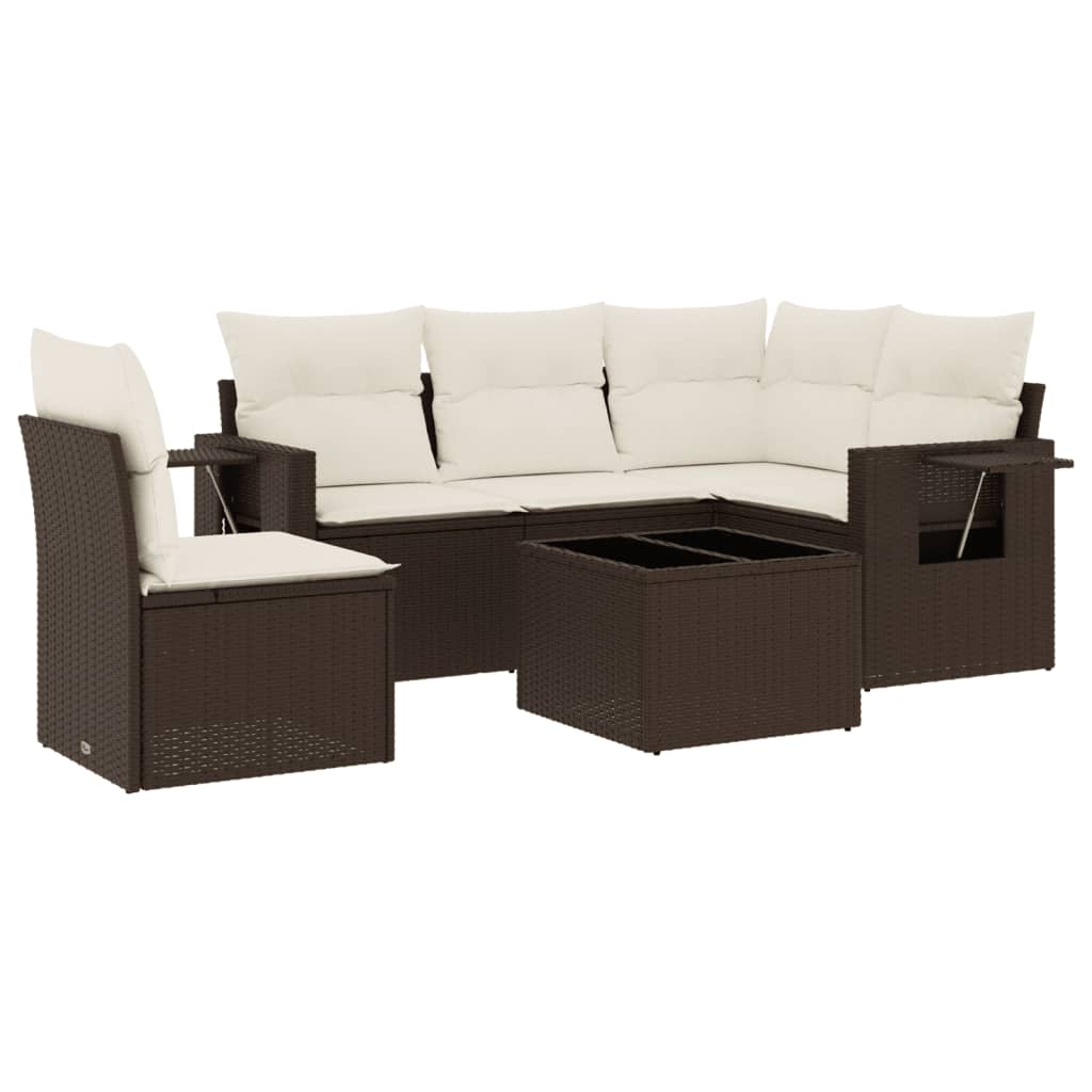 Set canapele de grădină cu perne, 6 piese, maro, poliratan GartenMobel Dekor