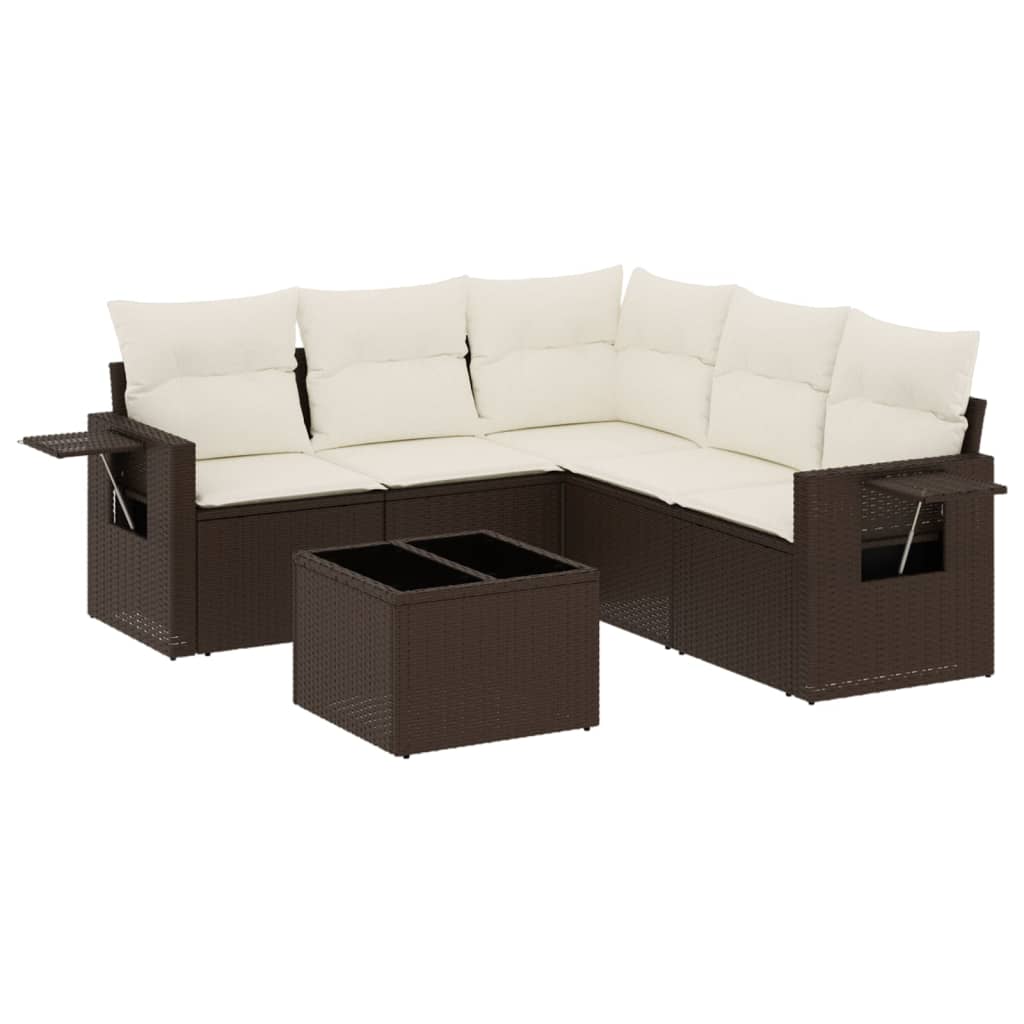 Set canapele de grădină cu perne, 6 piese, maro, poliratan GartenMobel Dekor