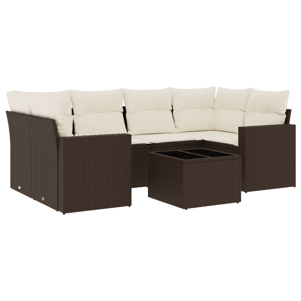 Set canapele de grădină cu perne, 7 piese, maro, poliratan GartenMobel Dekor