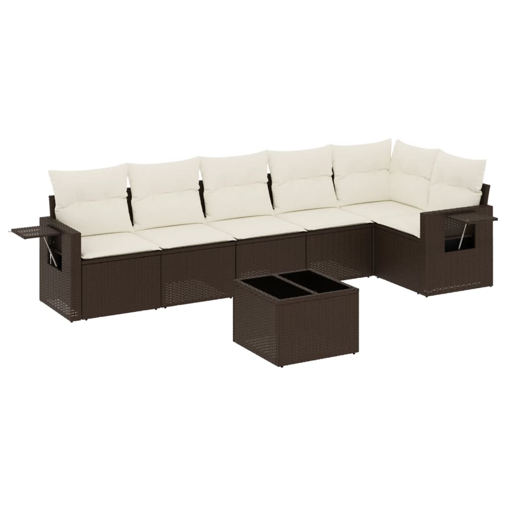 Set canapele de grădină cu perne, 7 piese, maro, poliratan GartenMobel Dekor