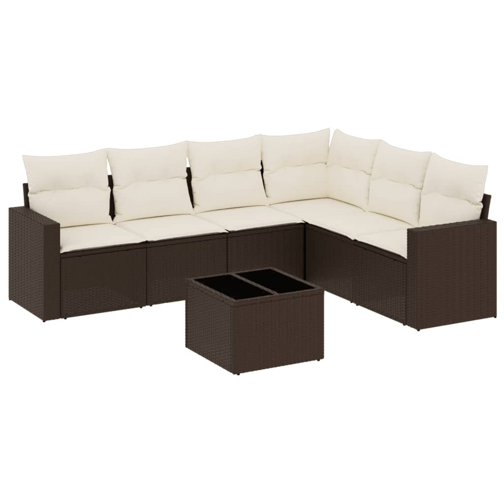 Set canapele de grădină cu perne, 7 piese, maro, poliratan GartenMobel Dekor