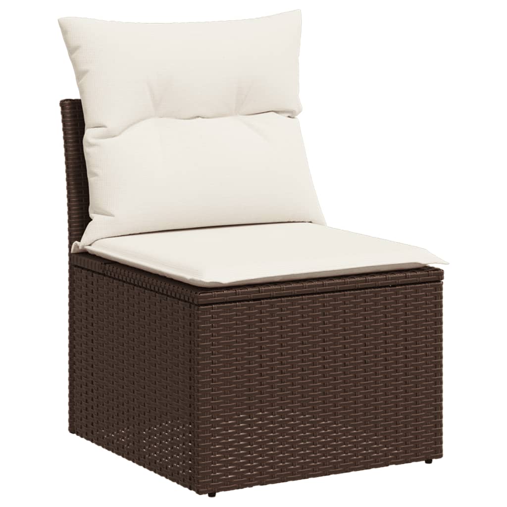 Set canapele de grădină cu perne, 7 piese, maro, poliratan GartenMobel Dekor