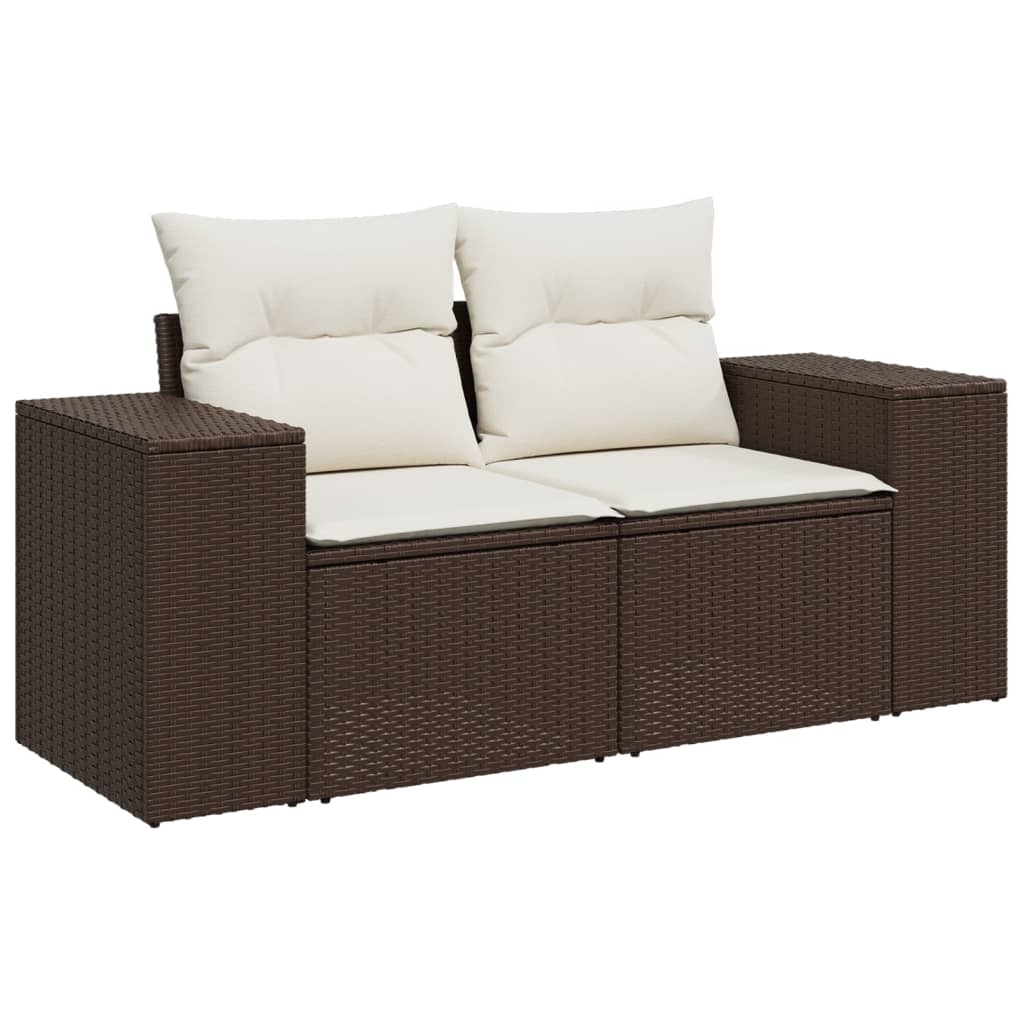 Set canapele de grădină cu perne, 7 piese, maro, poliratan GartenMobel Dekor
