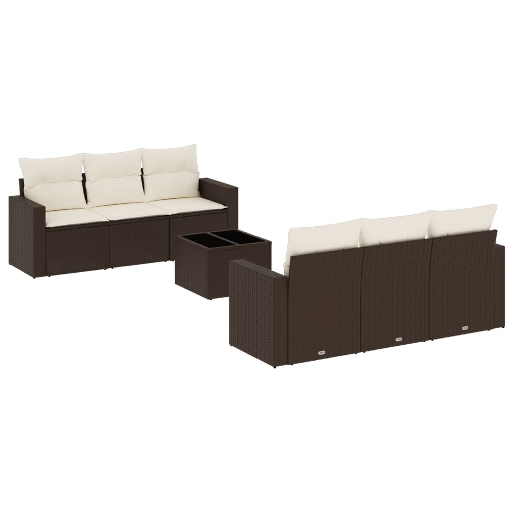 Set canapele de grădină cu perne, 7 piese, maro, poliratan GartenMobel Dekor