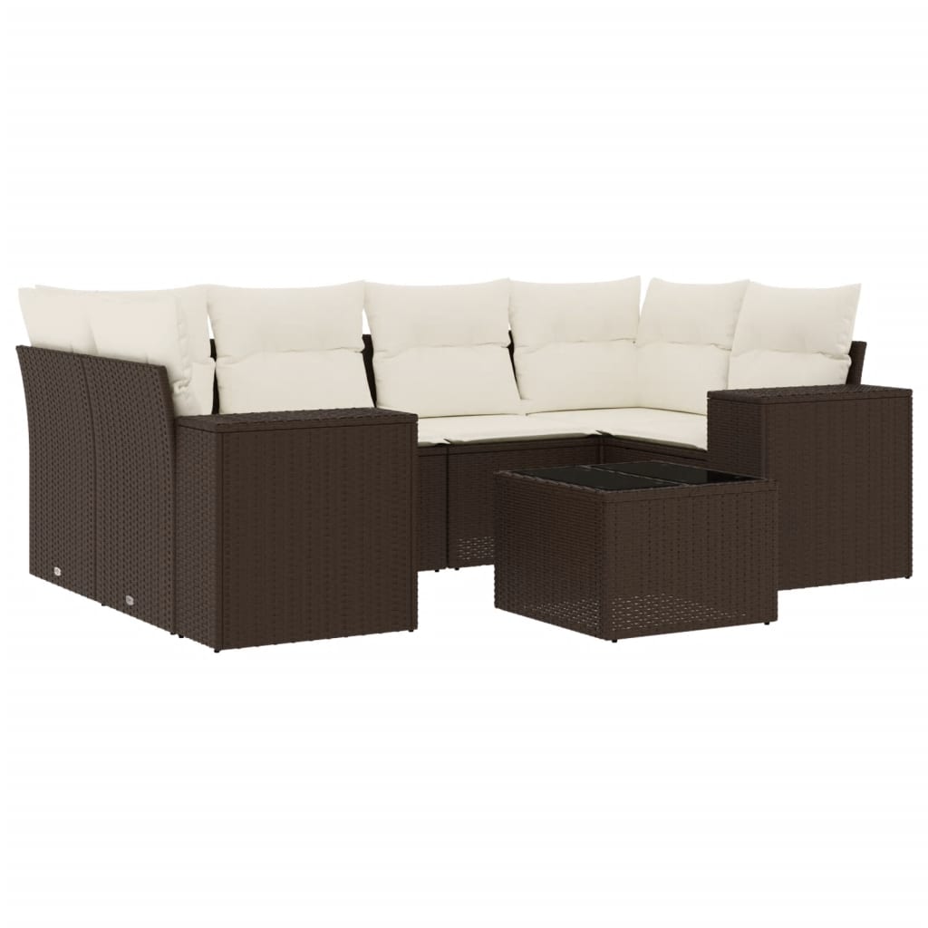 Set canapele de grădină cu perne, 7 piese, maro, poliratan GartenMobel Dekor
