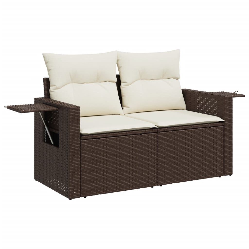 Set canapele de grădină cu perne, 7 piese, maro, poliratan GartenMobel Dekor