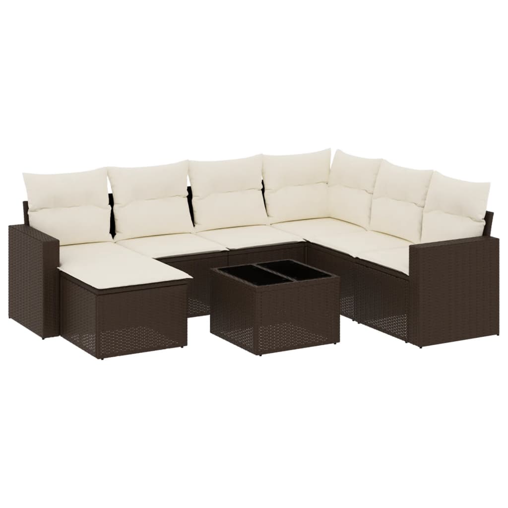 Set canapele de grădină cu perne, 8 piese, maro, poliratan GartenMobel Dekor