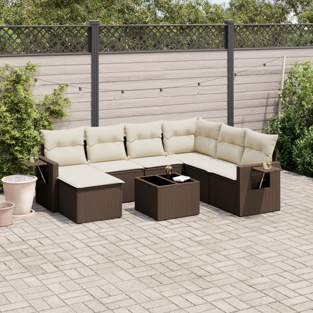 Set canapele de grădină cu perne, 8 piese, maro, poliratan GartenMobel Dekor