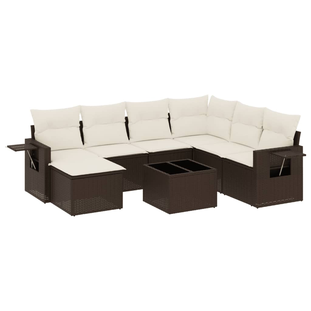 Set canapele de grădină cu perne, 8 piese, maro, poliratan GartenMobel Dekor