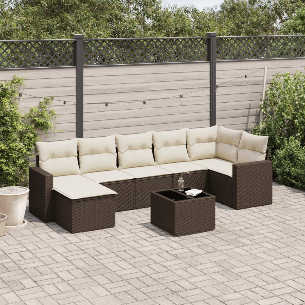 Set canapele de grădină cu perne, 8 piese, maro, poliratan GartenMobel Dekor