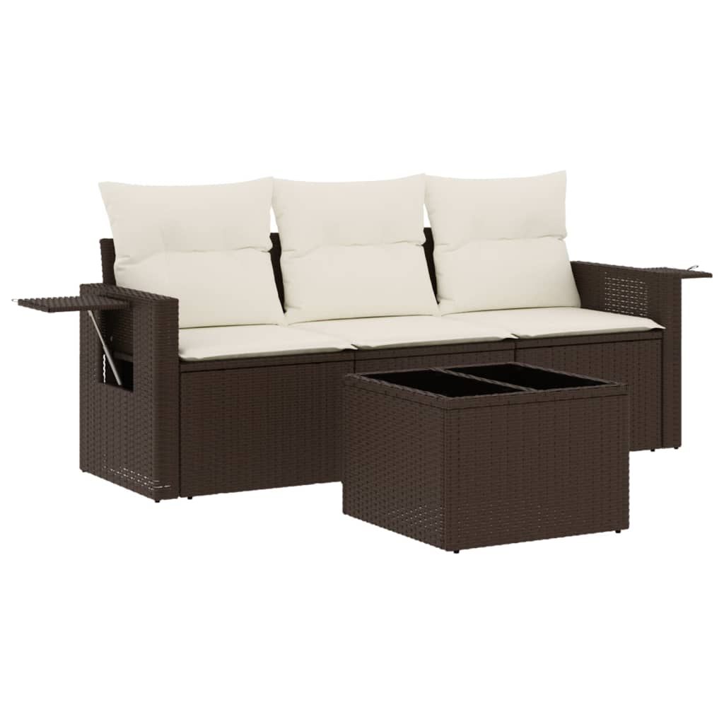Set canapele de grădină, 4 piese, cu perne, maro poliratan maro GartenMobel Dekor
