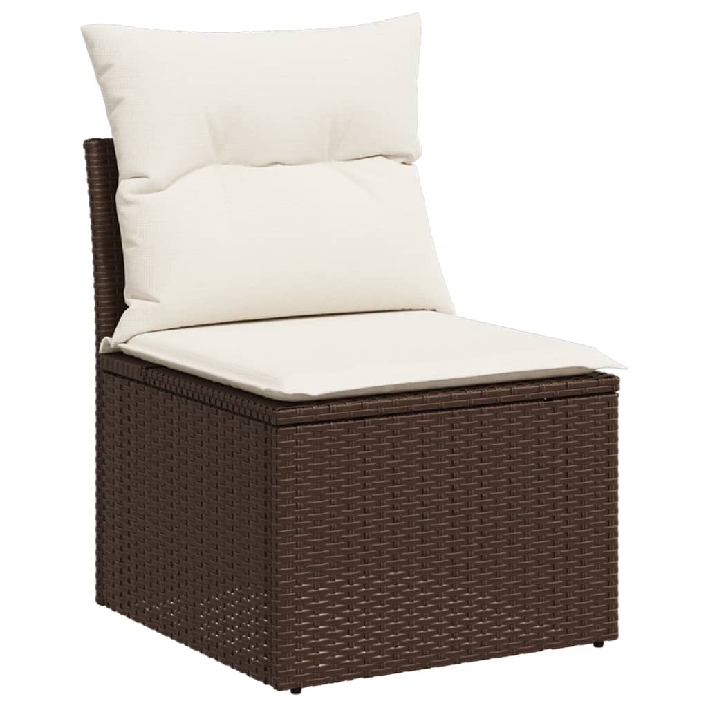 Set canapele de grădină cu perne, 10 piese, maro, poliratan GartenMobel Dekor