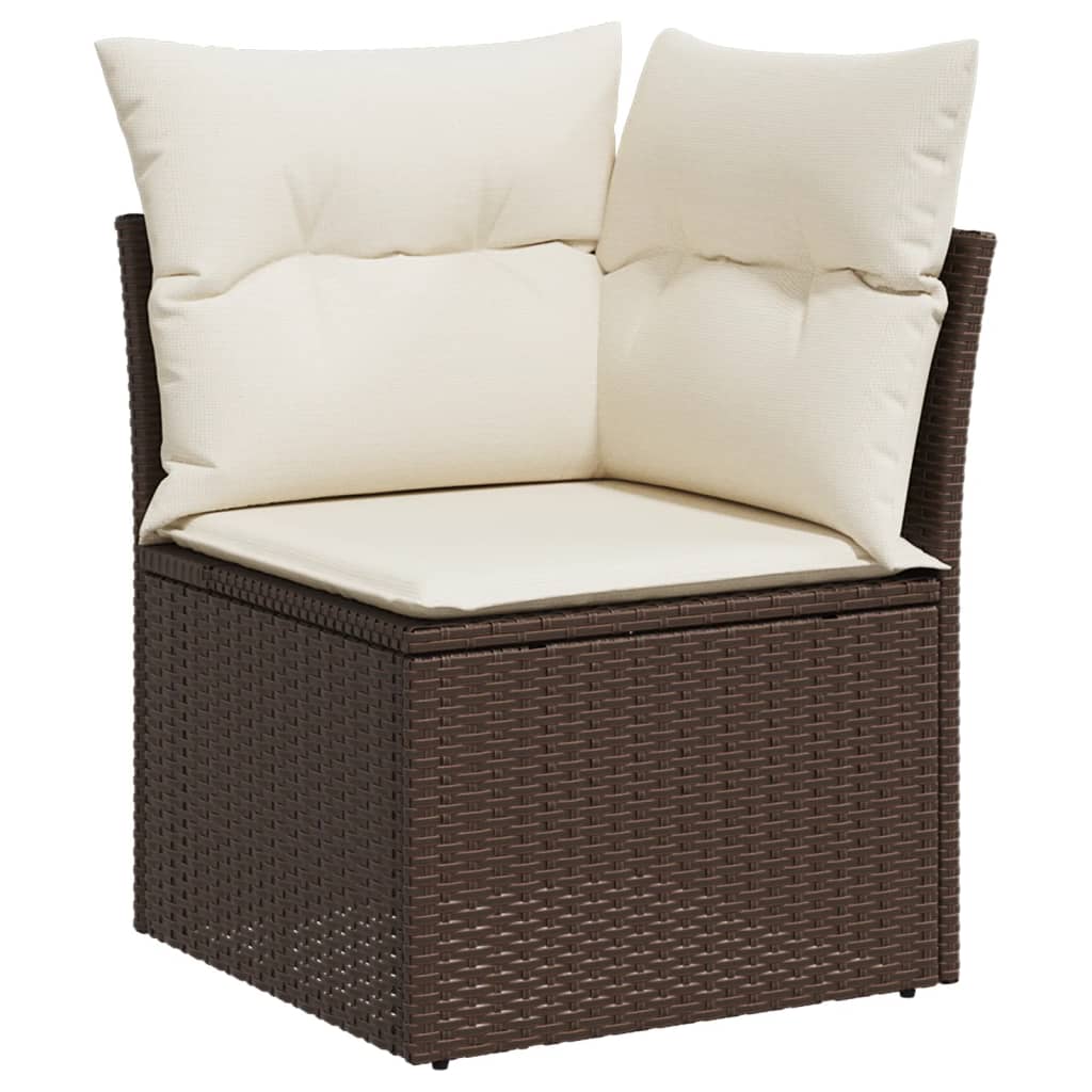 Set canapele de grădină cu perne, 10 piese, maro, poliratan GartenMobel Dekor