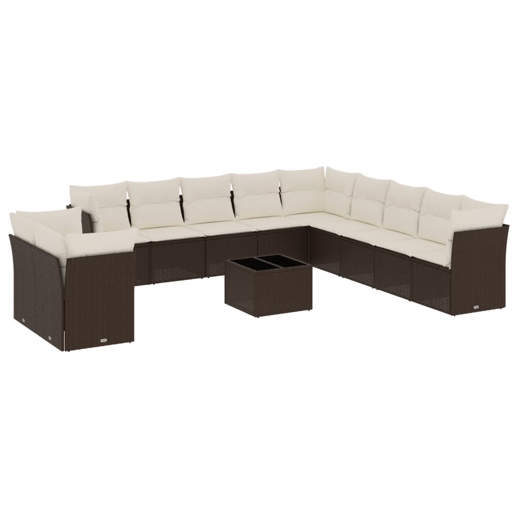 Set canapele de grădină cu perne, 12 piese, maro, poliratan GartenMobel Dekor
