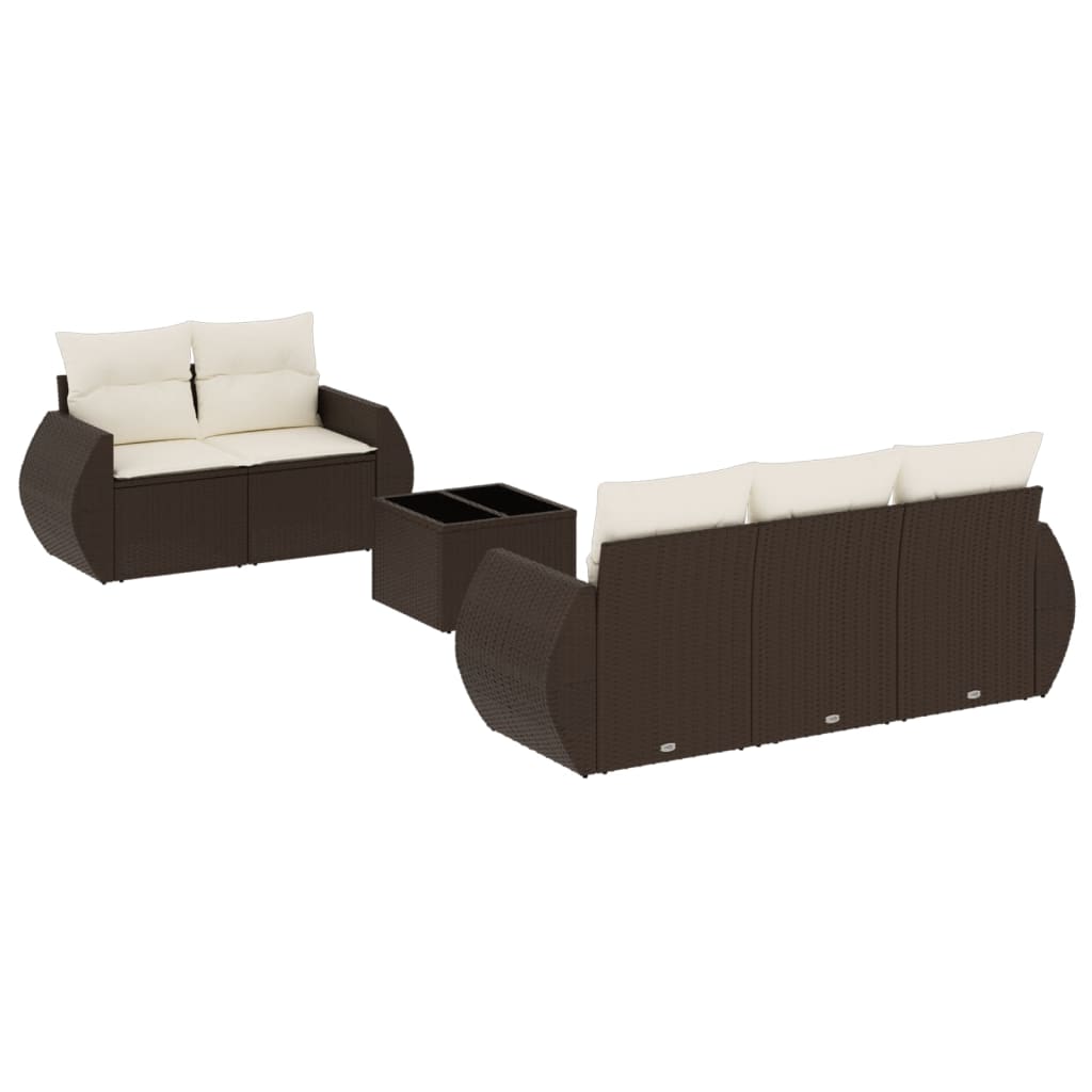 Set canapele de grădină cu perne, 6 piese, maro, poliratan GartenMobel Dekor