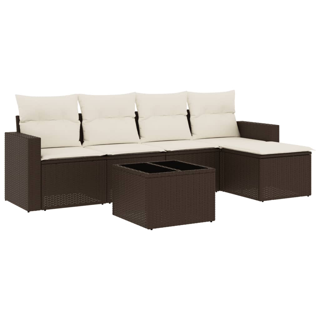 Set canapele de grădină cu perne, 6 piese, maro, poliratan GartenMobel Dekor