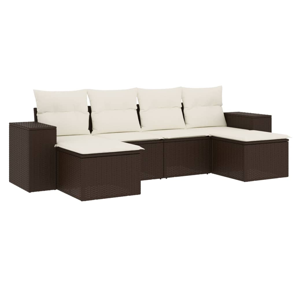Set canapele de grădină cu perne, 6 piese, maro, poliratan GartenMobel Dekor