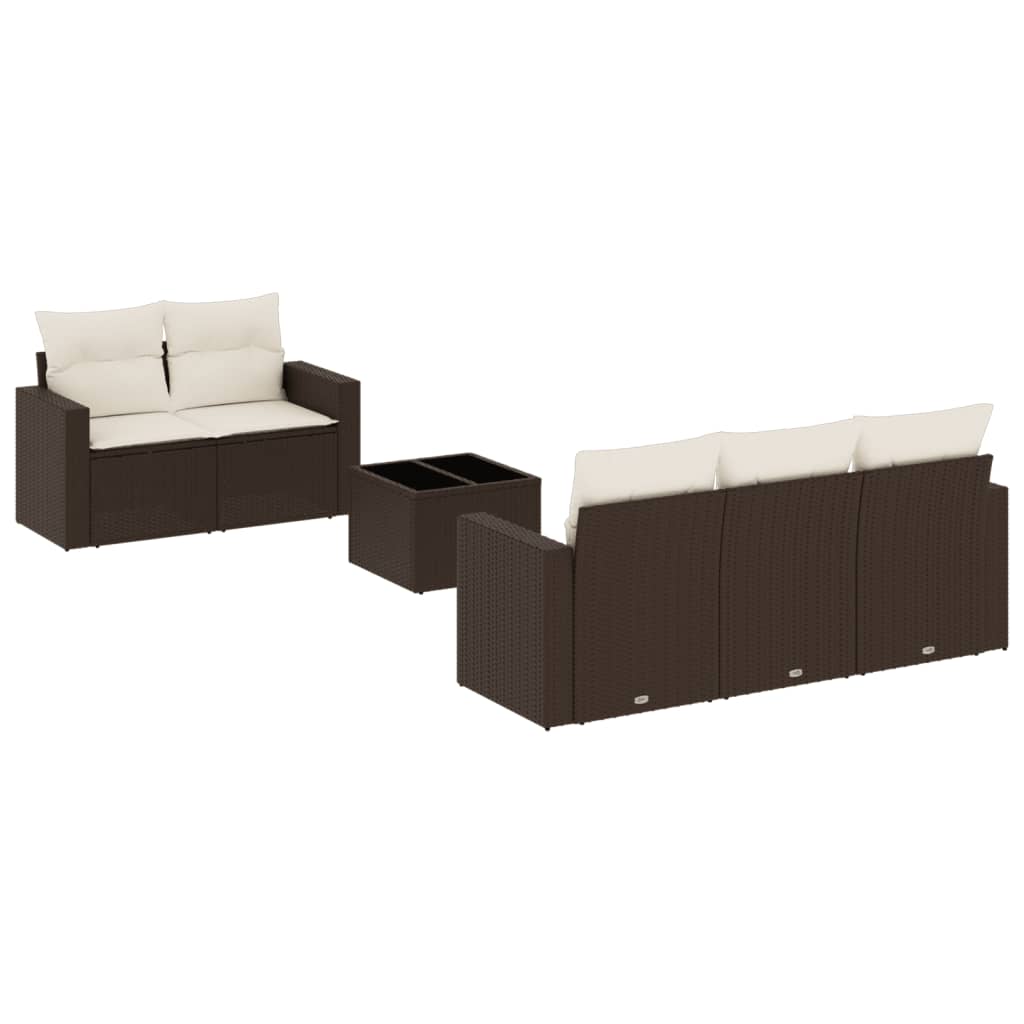 Set canapele de grădină cu perne, 6 piese, maro, poliratan GartenMobel Dekor