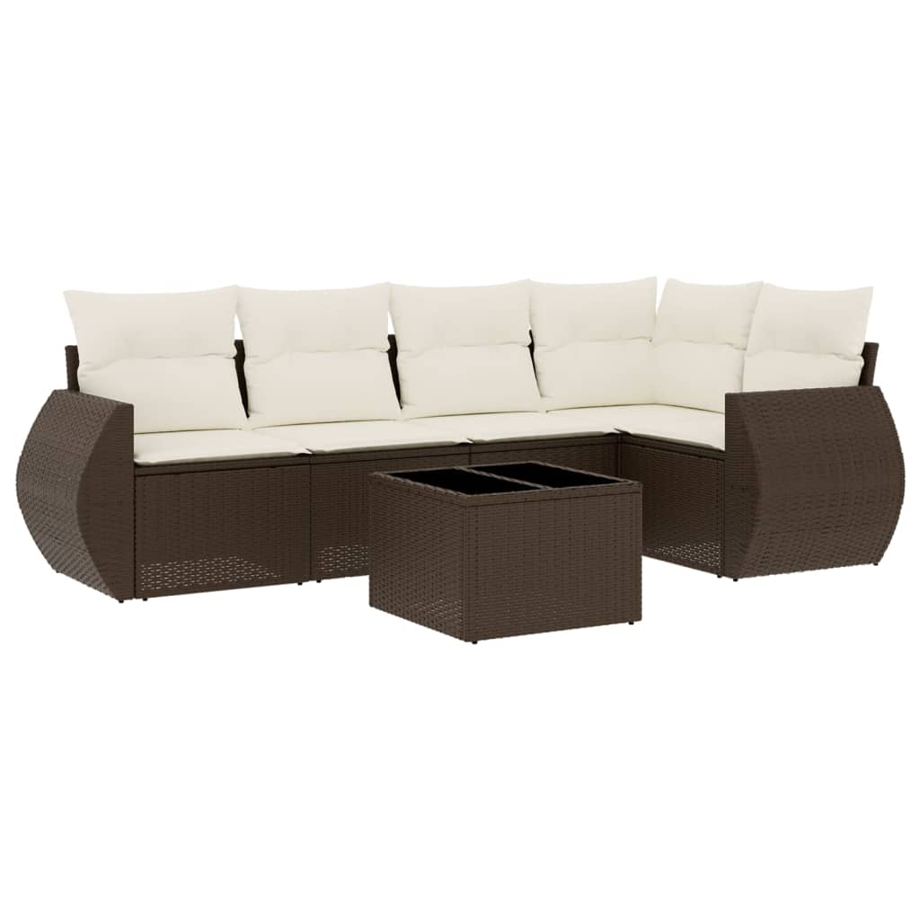 Set canapele de grădină cu perne, 6 piese, maro, poliratan GartenMobel Dekor