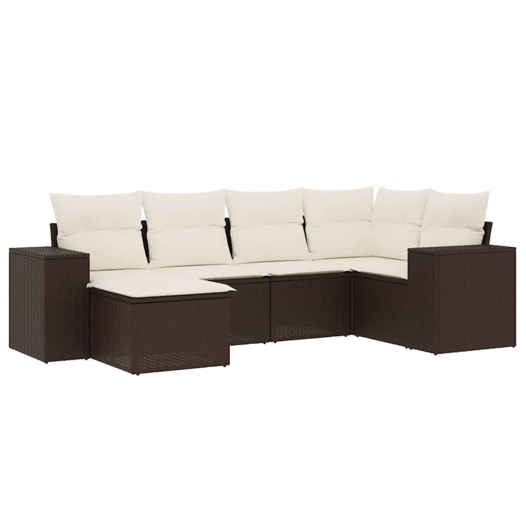 Set canapele de grădină cu perne, 6 piese, maro, poliratan GartenMobel Dekor