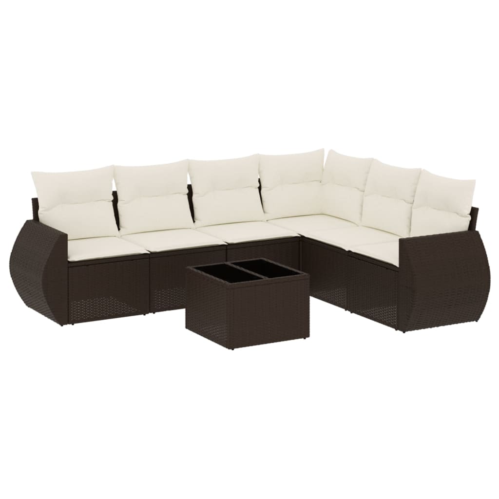 Set canapele de grădină cu perne, 7 piese, maro, poliratan GartenMobel Dekor
