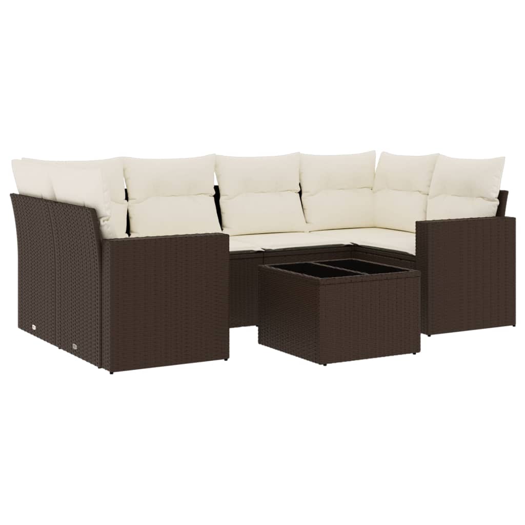 Set canapele de grădină cu perne, 7 piese, maro, poliratan GartenMobel Dekor
