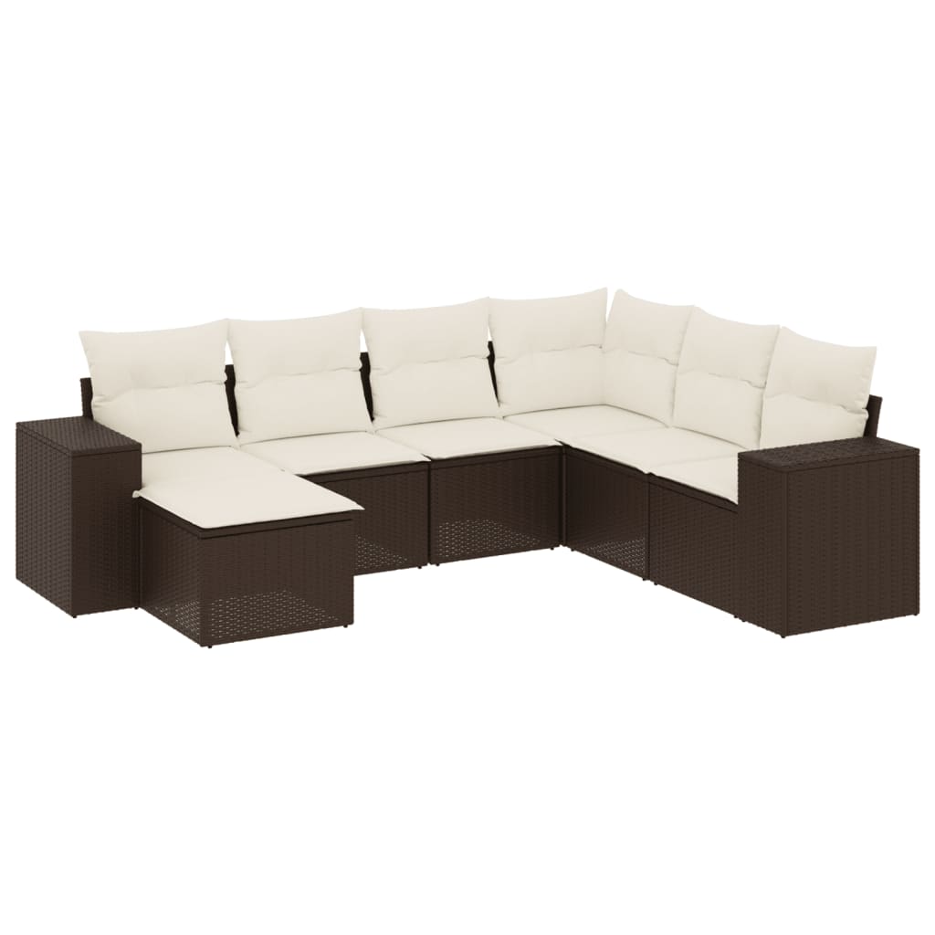 Set canapele de grădină cu perne, 7 piese, maro, poliratan GartenMobel Dekor