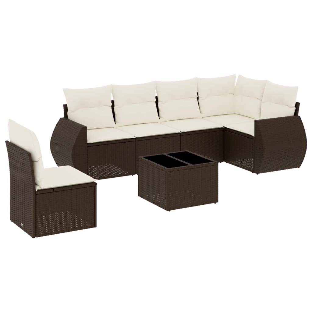 Set canapele de grădină cu perne, 7 piese, maro, poliratan GartenMobel Dekor