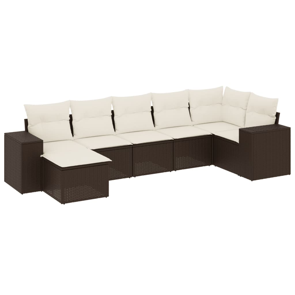Set canapele de grădină cu perne, 7 piese, maro, poliratan GartenMobel Dekor
