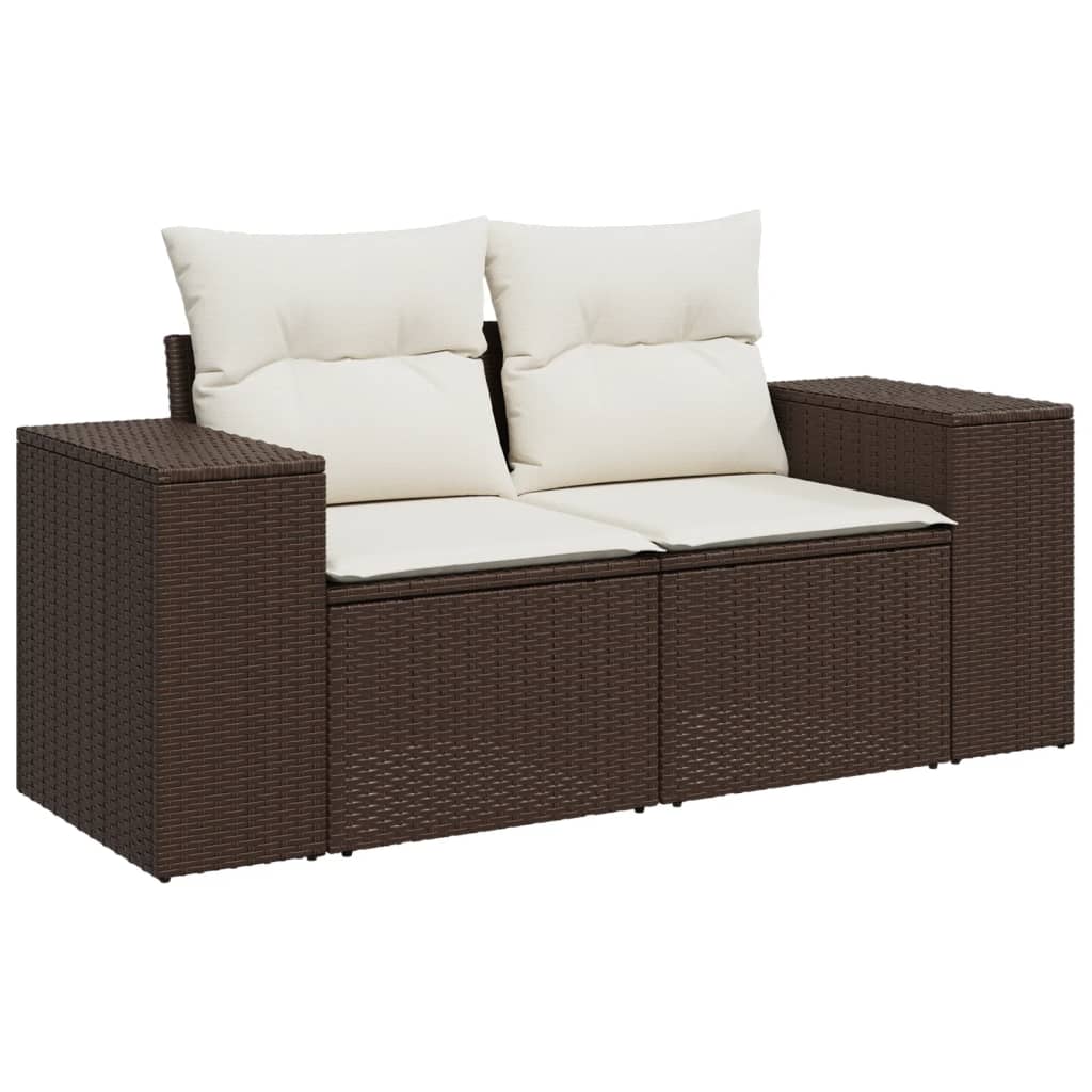 Set canapele de grădină cu perne, 7 piese, maro, poliratan GartenMobel Dekor