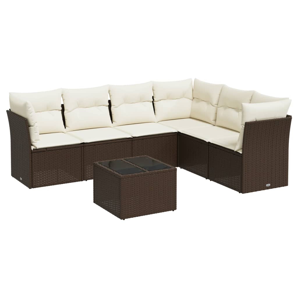 Set canapele de grădină cu perne, 7 piese, maro, poliratan GartenMobel Dekor