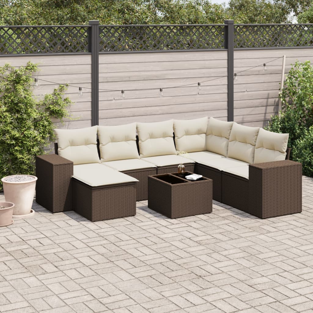 Set canapele de grădină cu perne, 8 piese, maro, poliratan GartenMobel Dekor