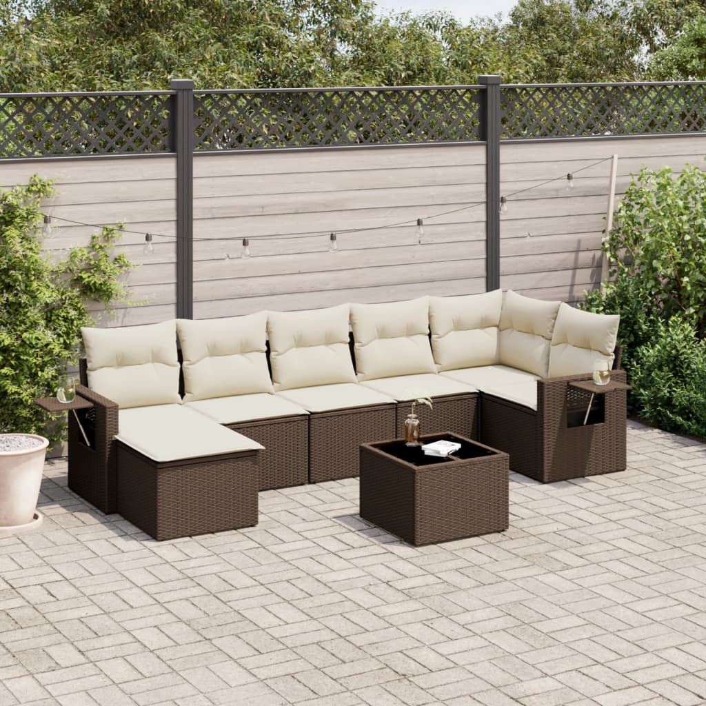 Set canapele de grădină cu perne, 8 piese, maro, poliratan GartenMobel Dekor