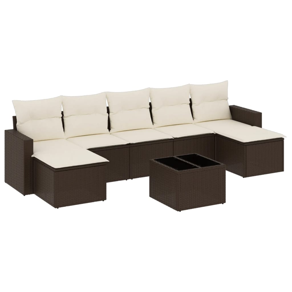 Set canapele de grădină cu perne, 8 piese, maro, poliratan GartenMobel Dekor