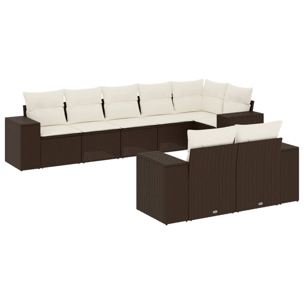 Set canapele de grădină cu perne, 8 piese, maro, poliratan GartenMobel Dekor