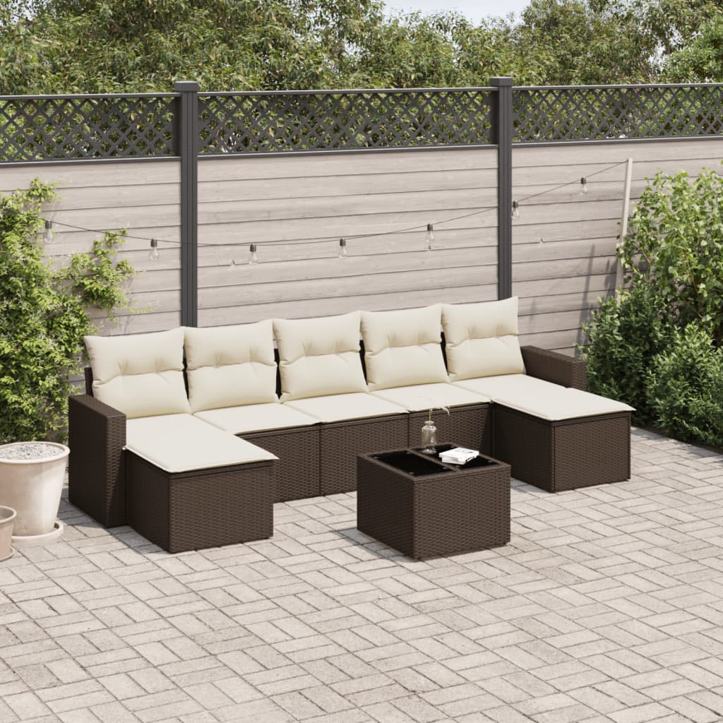 Set canapele de grădină cu perne, 8 piese, maro, poliratan GartenMobel Dekor