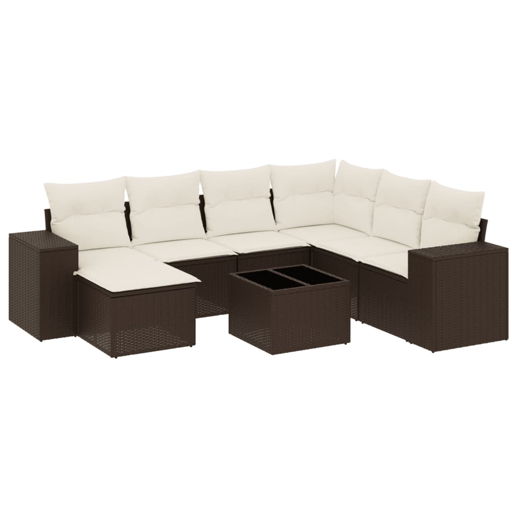 Set canapele de grădină cu perne, 8 piese, maro, poliratan GartenMobel Dekor