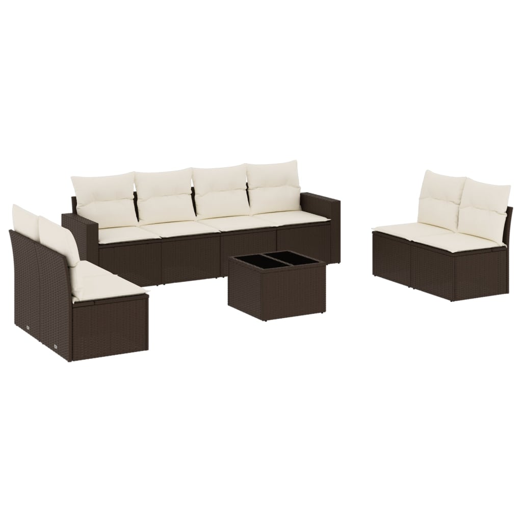 Set canapele de grădină cu perne, 9 piese, maro, poliratan GartenMobel Dekor