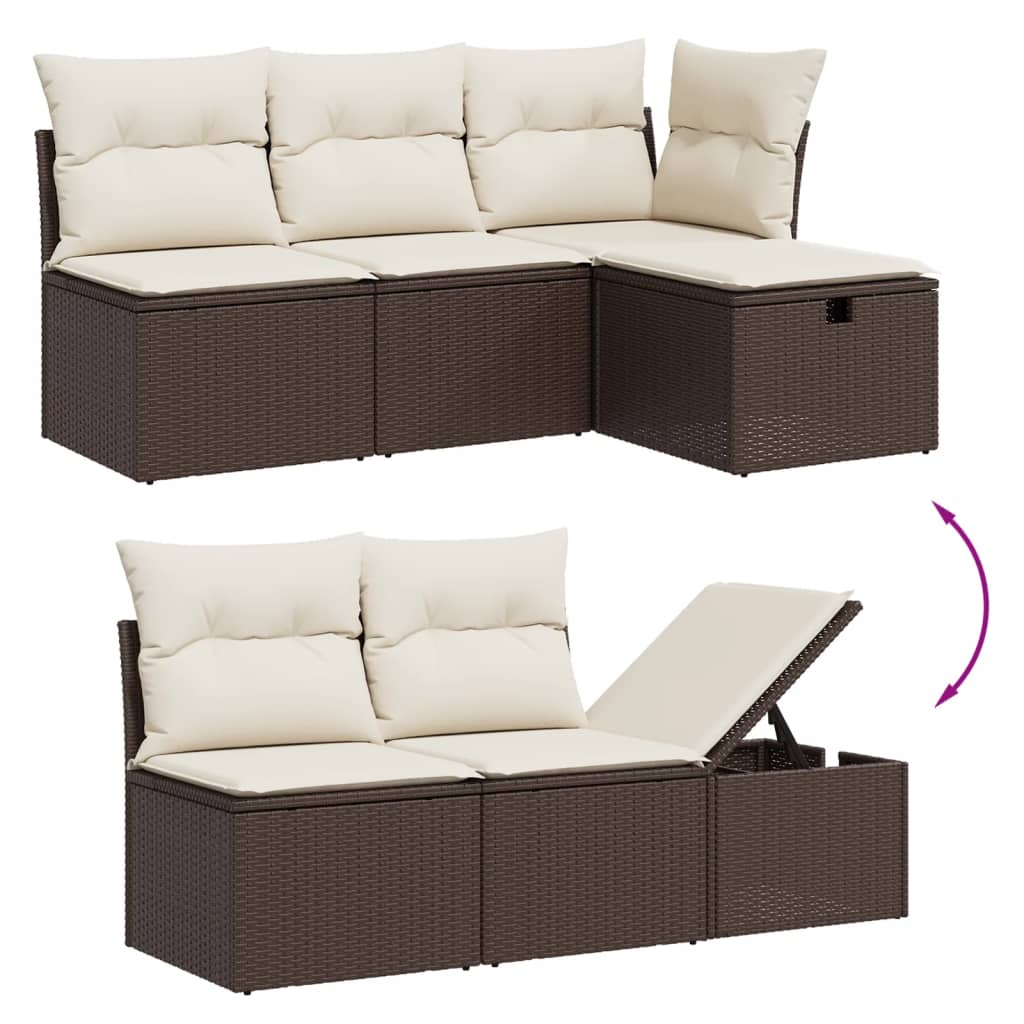 Set canapele de grădină cu perne, 5 piese, maro, poliratan GartenMobel Dekor