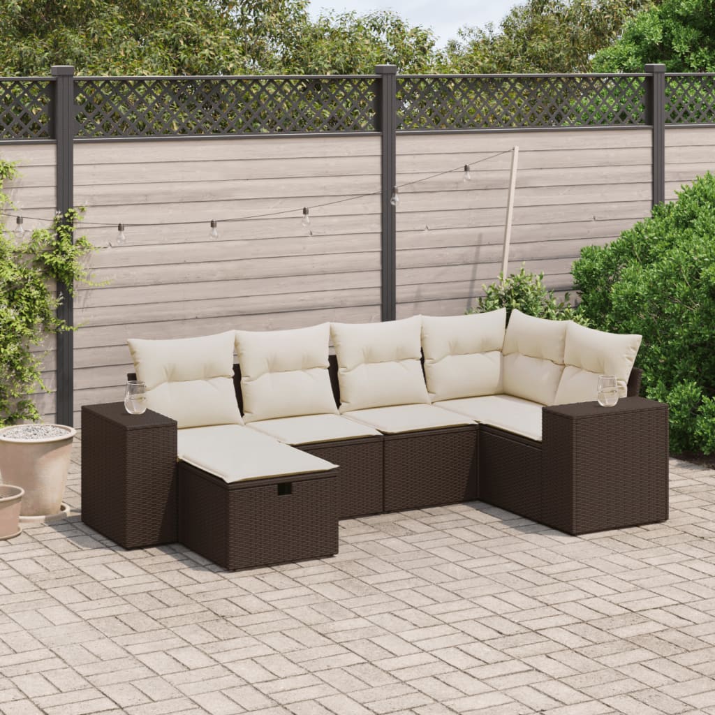 Set canapele de grădină cu perne, 6 piese, maro, poliratan GartenMobel Dekor
