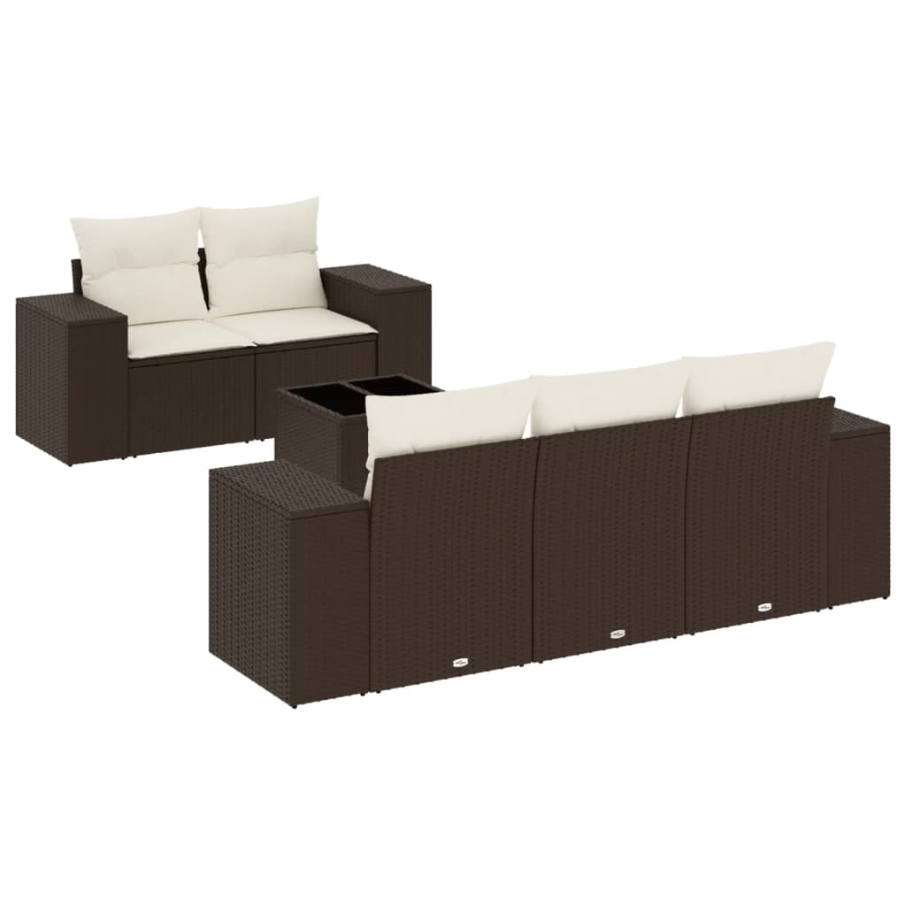 Set canapele de grădină cu perne, 6 piese, maro, poliratan GartenMobel Dekor