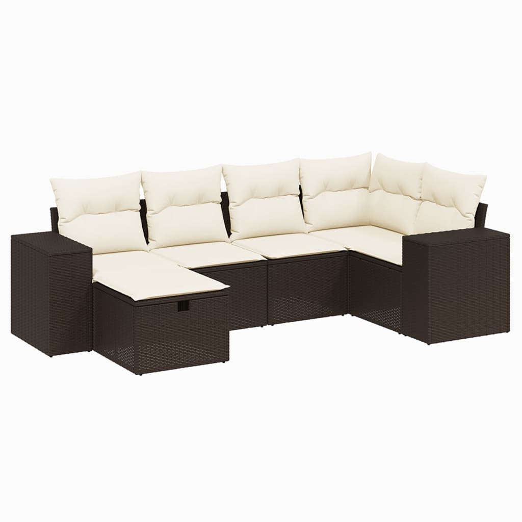 Set canapele de grădină cu perne, 6 piese, maro, poliratan GartenMobel Dekor