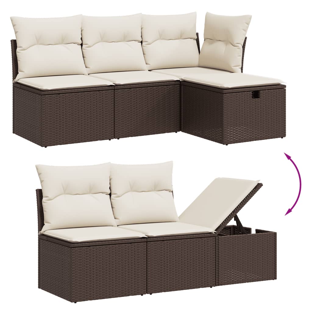 Set canapele de grădină cu perne, 6 piese, maro, poliratan GartenMobel Dekor