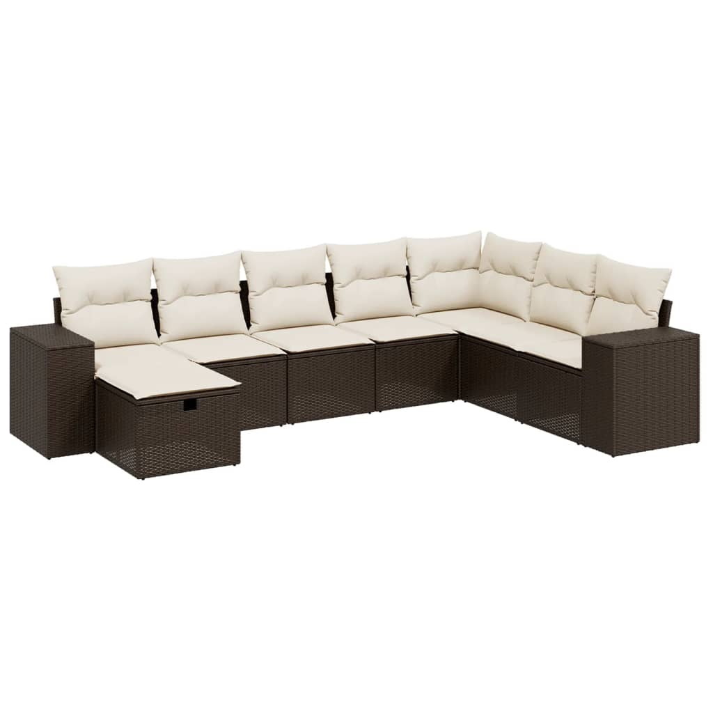 Set canapele de grădină cu perne, 8 piese, maro, poliratan GartenMobel Dekor